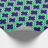 Navy Blue Emerald Green Wht XL Moroccan #4DS Cadeaupapier (Hoek)