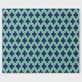 Navy Blue Emerald Green Wht XL Moroccan #4DS Cadeaupapier (Vlak)