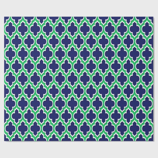 Navy Blue Emerald Green Wht XL Moroccan #4DS Cadeaupapier (Vlak)