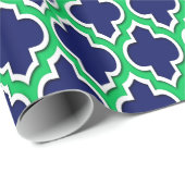 Navy Blue Emerald Green Wht XL Moroccan #4DS Cadeaupapier (Rol Hoek)
