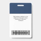 Navy Blue Employee Name Business Logo Personeel La Badge (Achterkant)