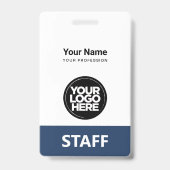 Navy Blue Employee Name Business Logo Personeel La Badge (Voorzijde)