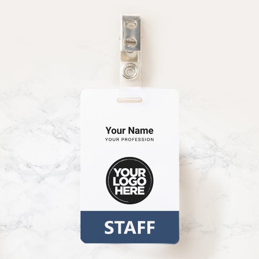 Navy Blue Employee Name Business Logo Personeel La Badge