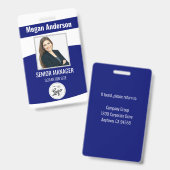 Navy Blue Employee Photo ID Badge (Voor- en achterkant)