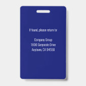 Navy Blue Employee Photo ID Badge (Achterkant)