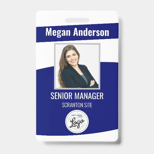Navy Blue Employee Photo ID Badge (Voorzijde)