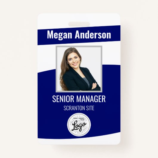 Navy Blue Employee Photo ID Badge (Voorkant)