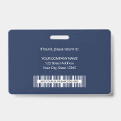 Navy Blue Employee Photo ID Name QR Bar Code Badge (Achterkant)