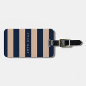 Navy Blue en Ammond Striped Personalized Bagagelabel (Voorkant horizontaal)