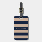 Navy Blue en Ammond Striped Personalized Bagagelabel (Voorkant verticaal)