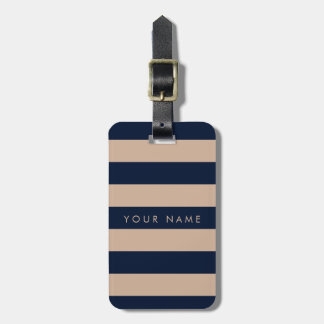 Navy Blue en Ammond Striped Personalized Bagagelabel