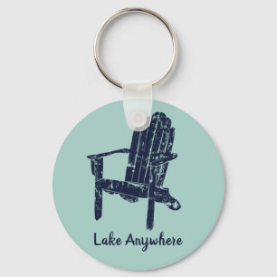 Navy Blue en Aqua Adirondack Stoel op persoonlijke Sleutelhanger