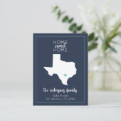 Navy Blue en Aqua Home Sweet Home - Texas Moving Aankondigingskaart (Staand voorkant)