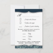 Navy Blue en Aqua Nautical Wedding RSVP-kaarten RSVP Kaartje (Achterkant)