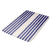 Navy blue en beige vijf strepen patroon badmat (Gekanteld)