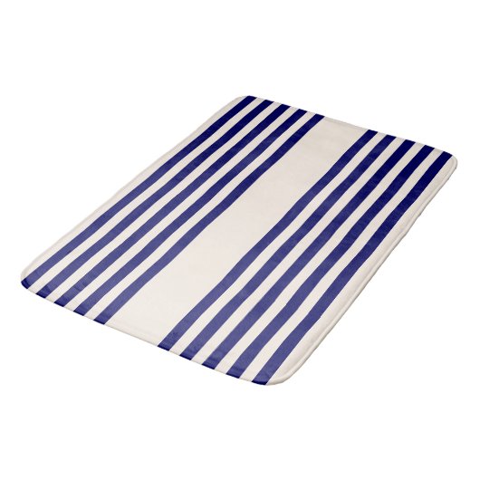 Navy blue en beige vijf strepen patroon badmat (Gekanteld)