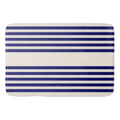 Navy blue en beige vijf strepen patroon badmat (Voorkant)