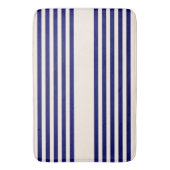 Navy blue en beige vijf strepen patroon badmat (Voorkant Verticaal)