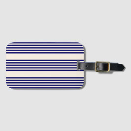 Navy blue en beige vijf strepen patroon bagagelabel