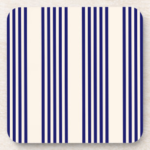 Navy blue en beige vijf strepen patroon bier onderzetter