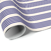 Navy blue en beige vijf strepen patroon cadeaupapier (Rol Hoek)