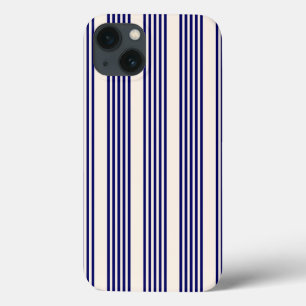 Navy blue en beige vijf strepen patroon Case-Mate iPhone case