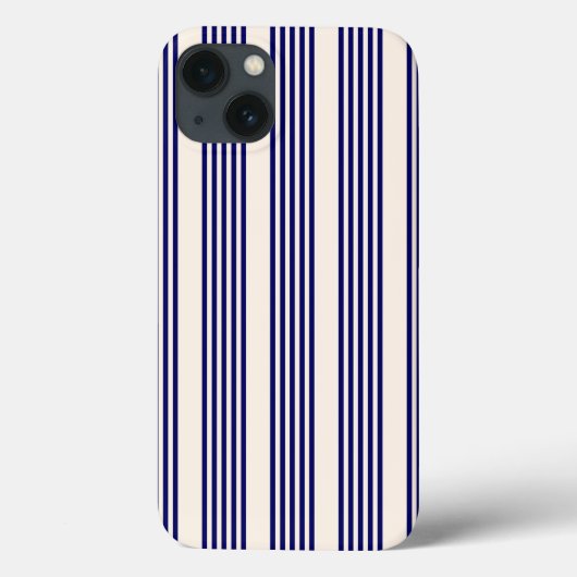 Navy blue en beige vijf strepen patroon Case-Mate iPhone case (Achterkant)