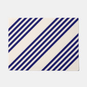 Navy blue en beige vijf strepen patroon deurmat (Voorkant)