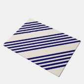 Navy blue en beige vijf strepen patroon deurmat (Schuin)