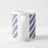 Navy blue en beige vijf strepen patroon grote koffiekop (Achterkant)