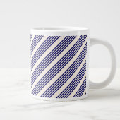 Navy blue en beige vijf strepen patroon grote koffiekop (Rechts)