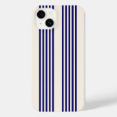 Navy blue en beige vijf strepen patroon iPhone hoesje (Achterkant)