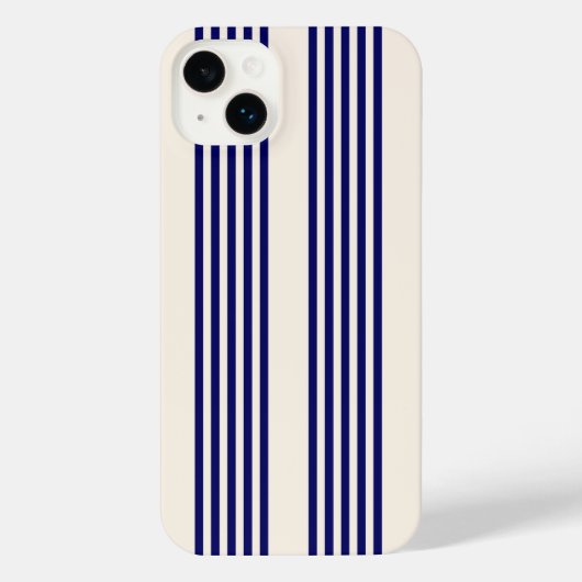 Navy blue en beige vijf strepen patroon iPhone hoesje (Achterkant)