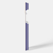 Navy blue en beige vijf strepen patroon iPhone hoesje (Linkerkant)