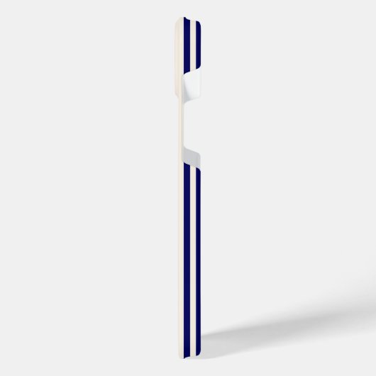 Navy blue en beige vijf strepen patroon iPhone hoesje (Linkerkant)