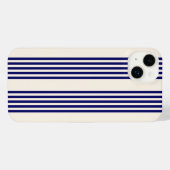 Navy blue en beige vijf strepen patroon iPhone hoesje (Achterkant horizontaal)