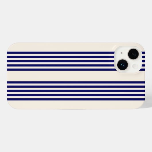 Navy blue en beige vijf strepen patroon iPhone hoesje (Achterkant horizontaal)