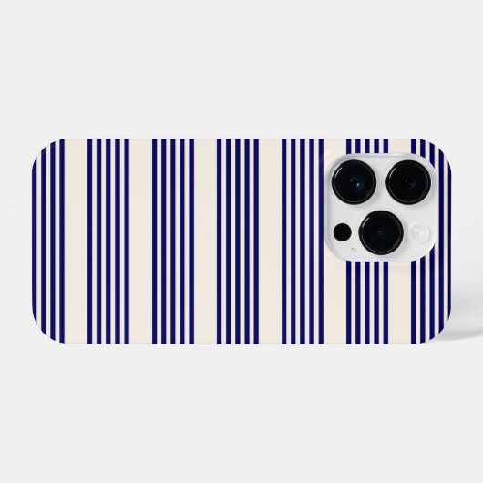 Navy blue en beige vijf strepen patroon iPhone hoesje (Achterkant horizontaal)