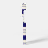 Navy blue en beige vijf strepen patroon iPhone hoesje (Linkerkant)