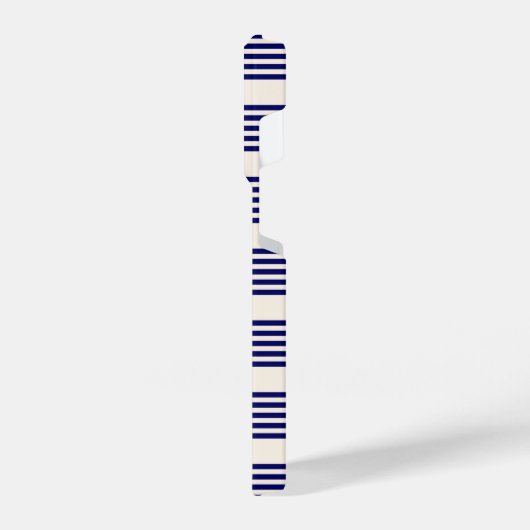 Navy blue en beige vijf strepen patroon iPhone hoesje (Linkerkant)