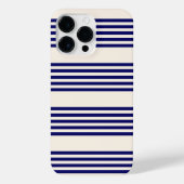 Navy blue en beige vijf strepen patroon iPhone hoesje (Achterkant)