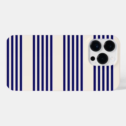 Navy blue en beige vijf strepen patroon iPhone hoesje (Achterkant horizontaal)