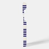 Navy blue en beige vijf strepen patroon iPhone hoesje (Linkerkant)