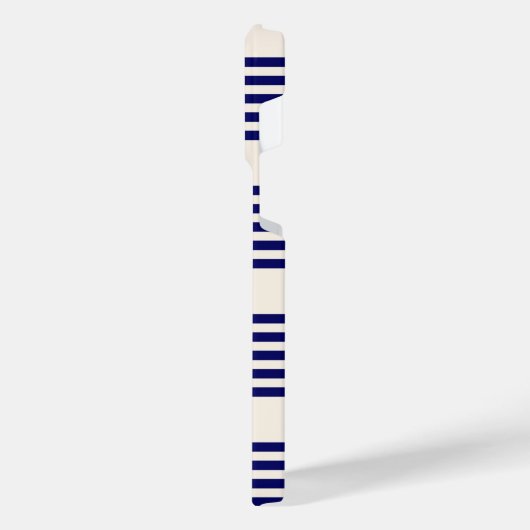 Navy blue en beige vijf strepen patroon iPhone hoesje (Linkerkant)