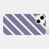 Navy blue en beige vijf strepen patroon iPhone hoesje (Achterkant horizontaal)