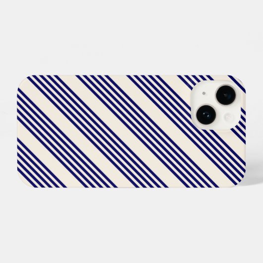Navy blue en beige vijf strepen patroon iPhone hoesje (Achterkant horizontaal)
