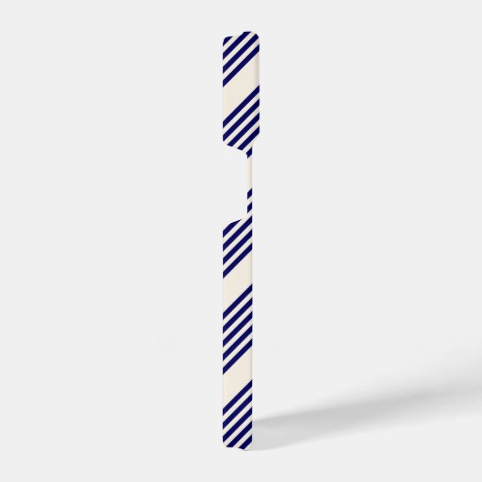 Navy blue en beige vijf strepen patroon iPhone hoesje (Rechterkant)