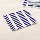 Navy blue en beige vijf strepen patroon kartonnen onderzetters (Schuin)