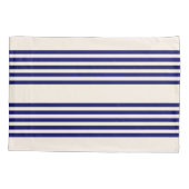 Navy blue en beige vijf strepen patroon kussensloop (Achterkant)