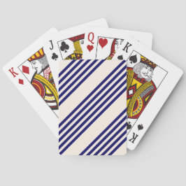 Navy blue en beige vijf strepen patroon pokerkaarten